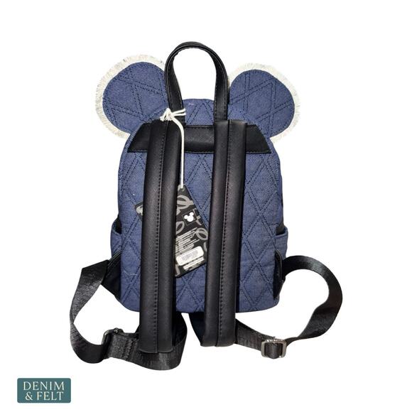 NEW Loungefly Disney Minnie Mouse Denim Quilted Mini Backpack‎ Ears Bow main image 4